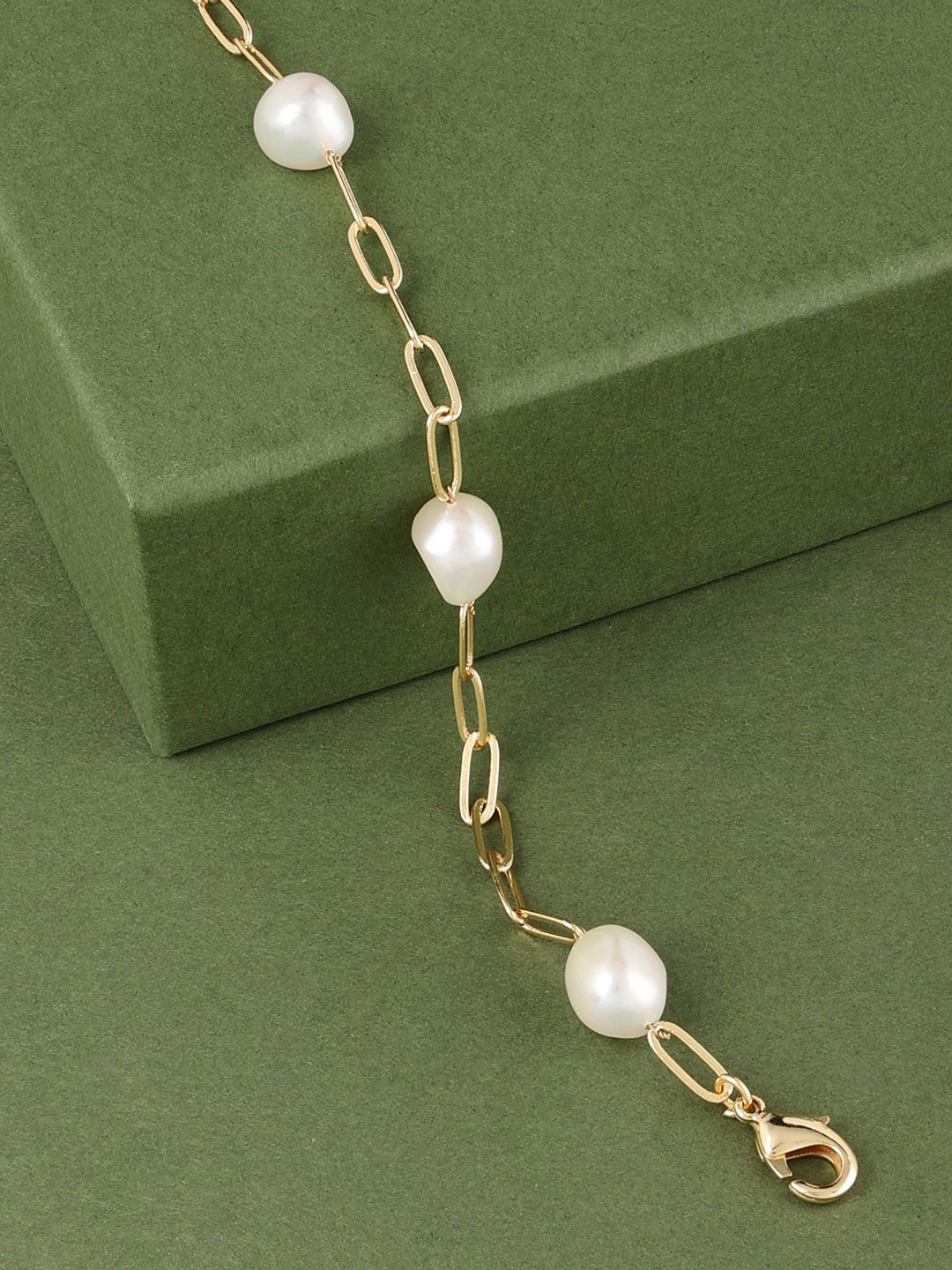 

Zaveri Pearls Women White Brass Pearls Gold-Plated Wraparound Bracelet