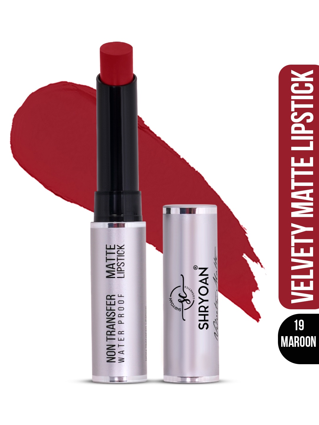 

SHRYOAN Non Transfer Matte 24 Hours Waterproof Lipstick 3.8g - Shade 019, Maroon