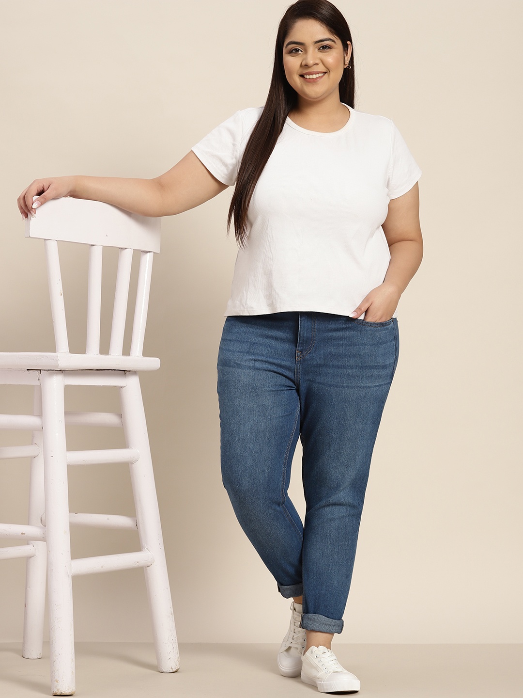 

Sztori Women Plus Size Blue Skinny Fit Light Fade Stretchable Jeans