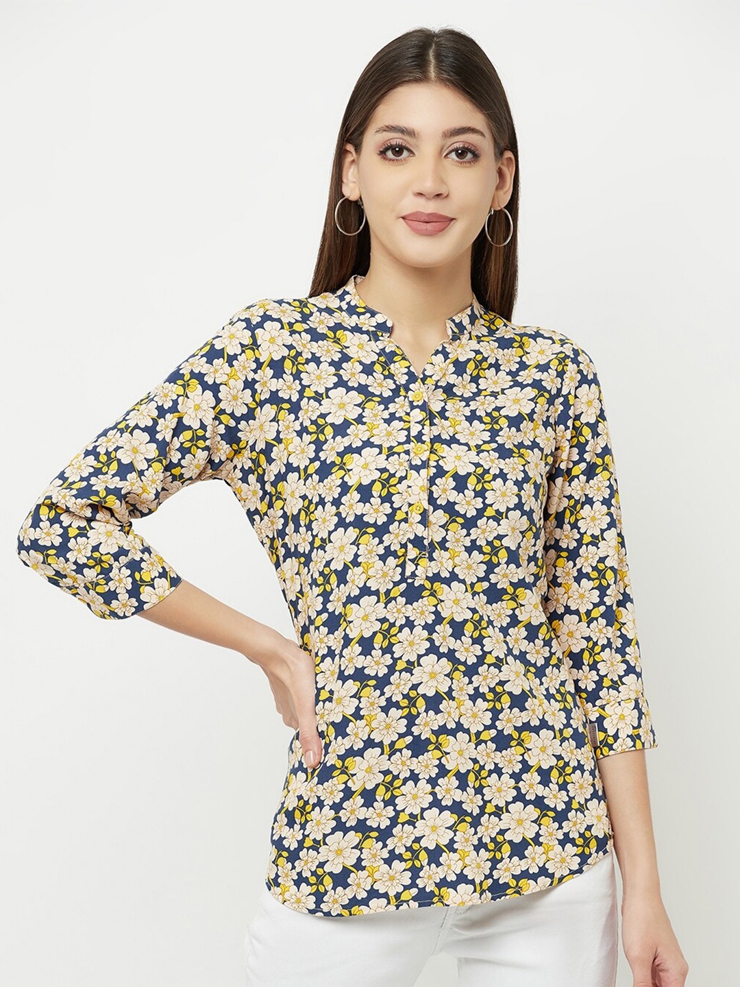 

Crimsoune Club Women Multicoloured Floral Printed Shirt Style Top, Multi