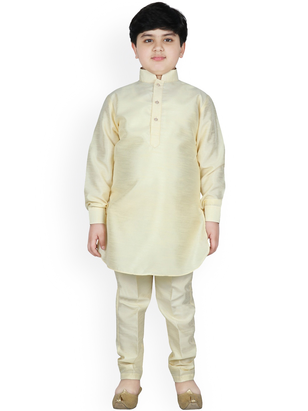 

SG YUVRAJ Boys Yellow Solid Raw Silk Kurta Set