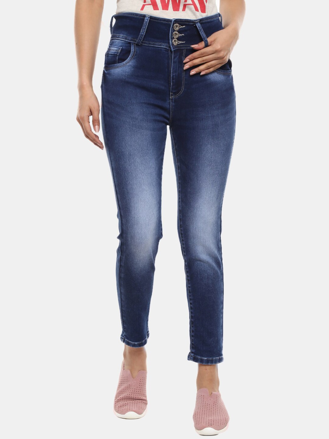 

V-Mart Women Blue Heavy Fade Denim High Waist Jeans