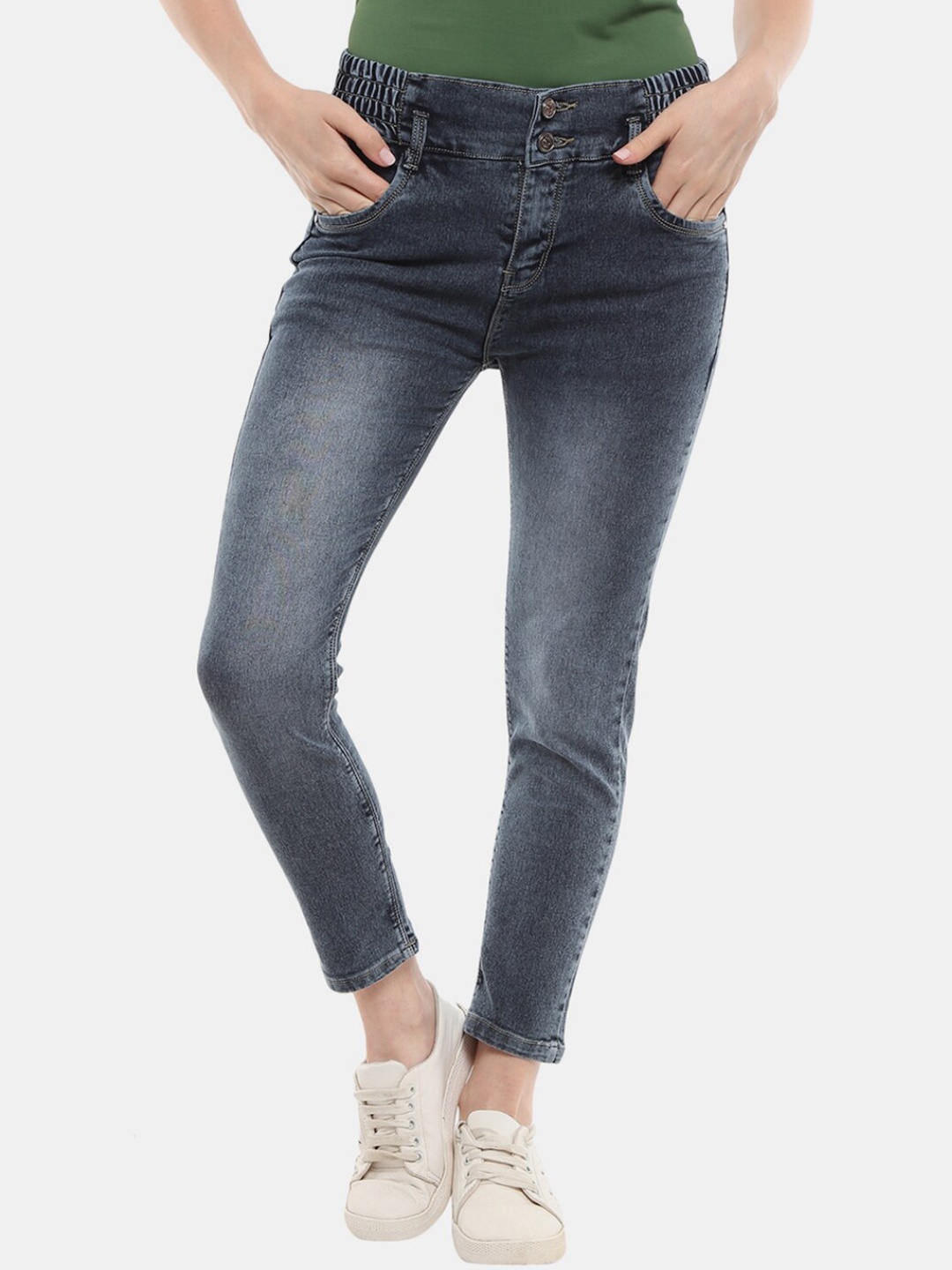

V-Mart Women Grey Slim Fit Light Fade Mid- Rise Jeans