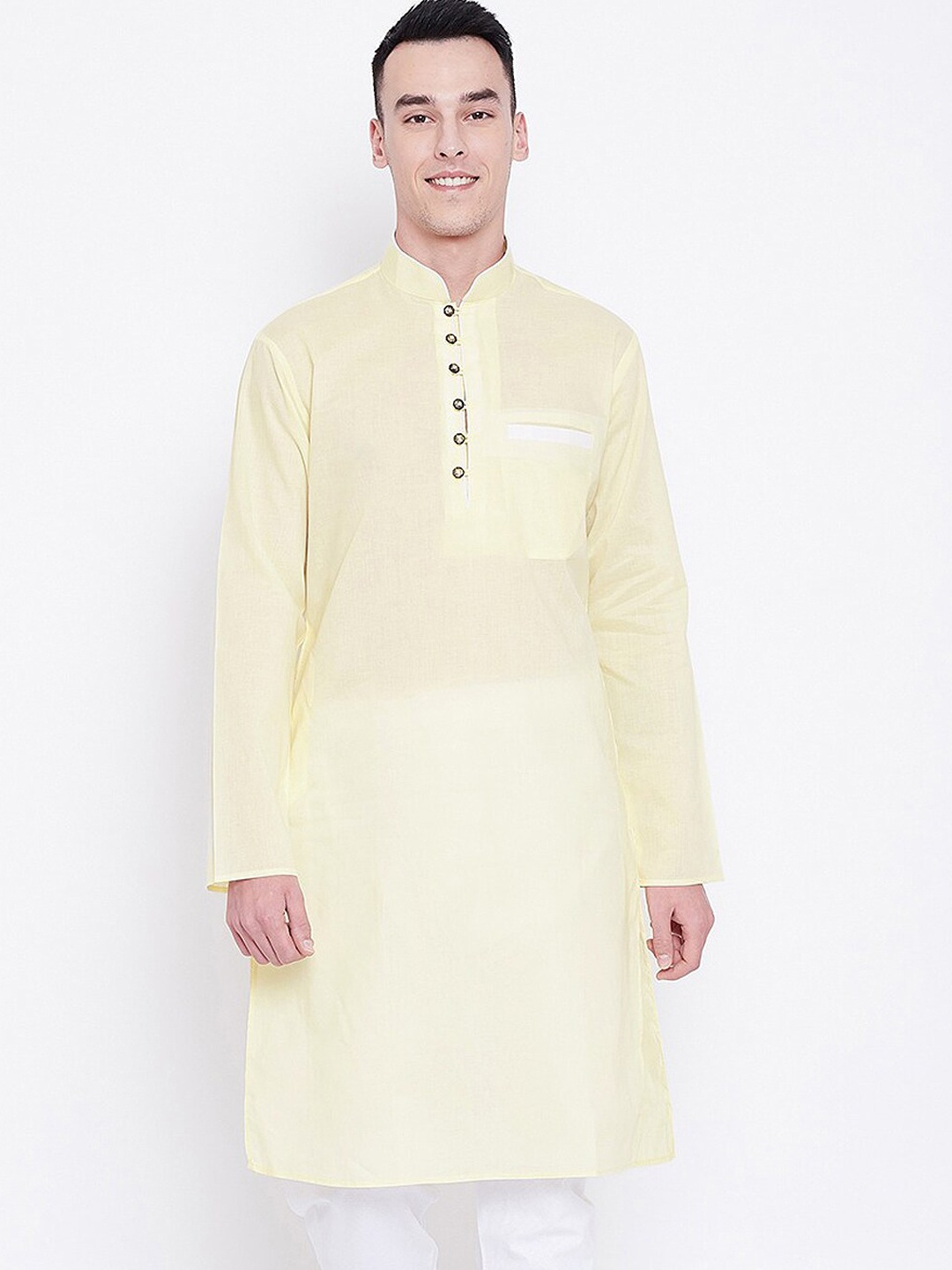 

SG LEMAN Men Gold-Toned Solid Regular Kurta