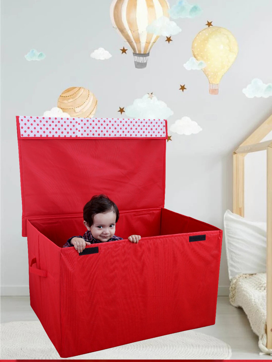 

My Gift Booth Red Printed Multi-Utility Storage Box with Lid