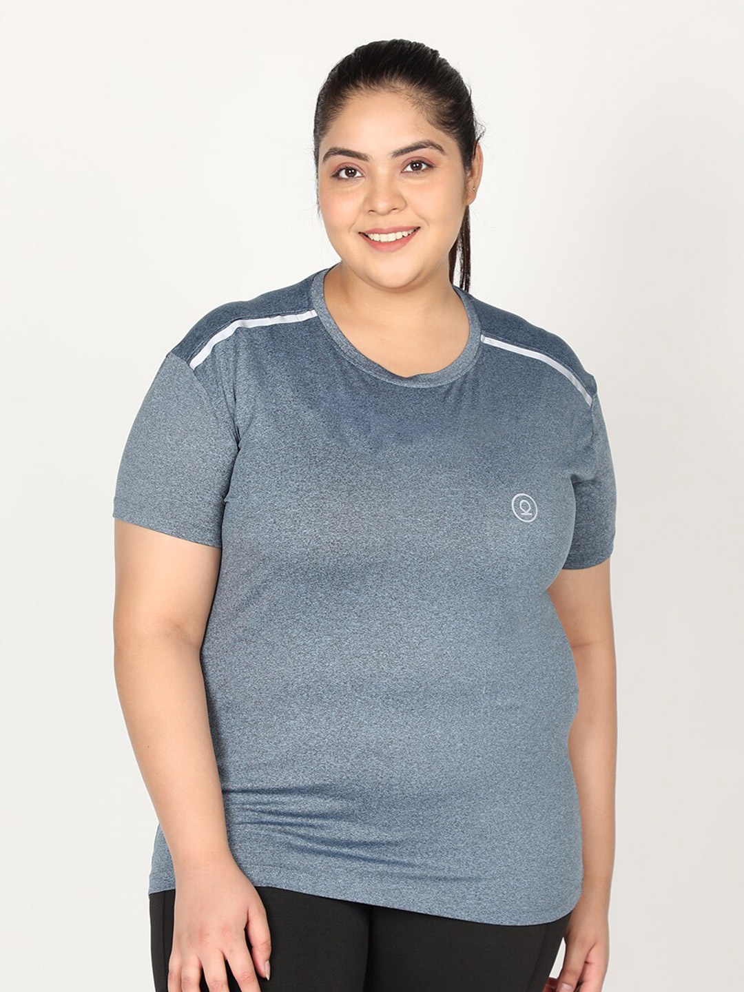 

CHKOKKO Plus Women Blue Regular Fit T-shirt