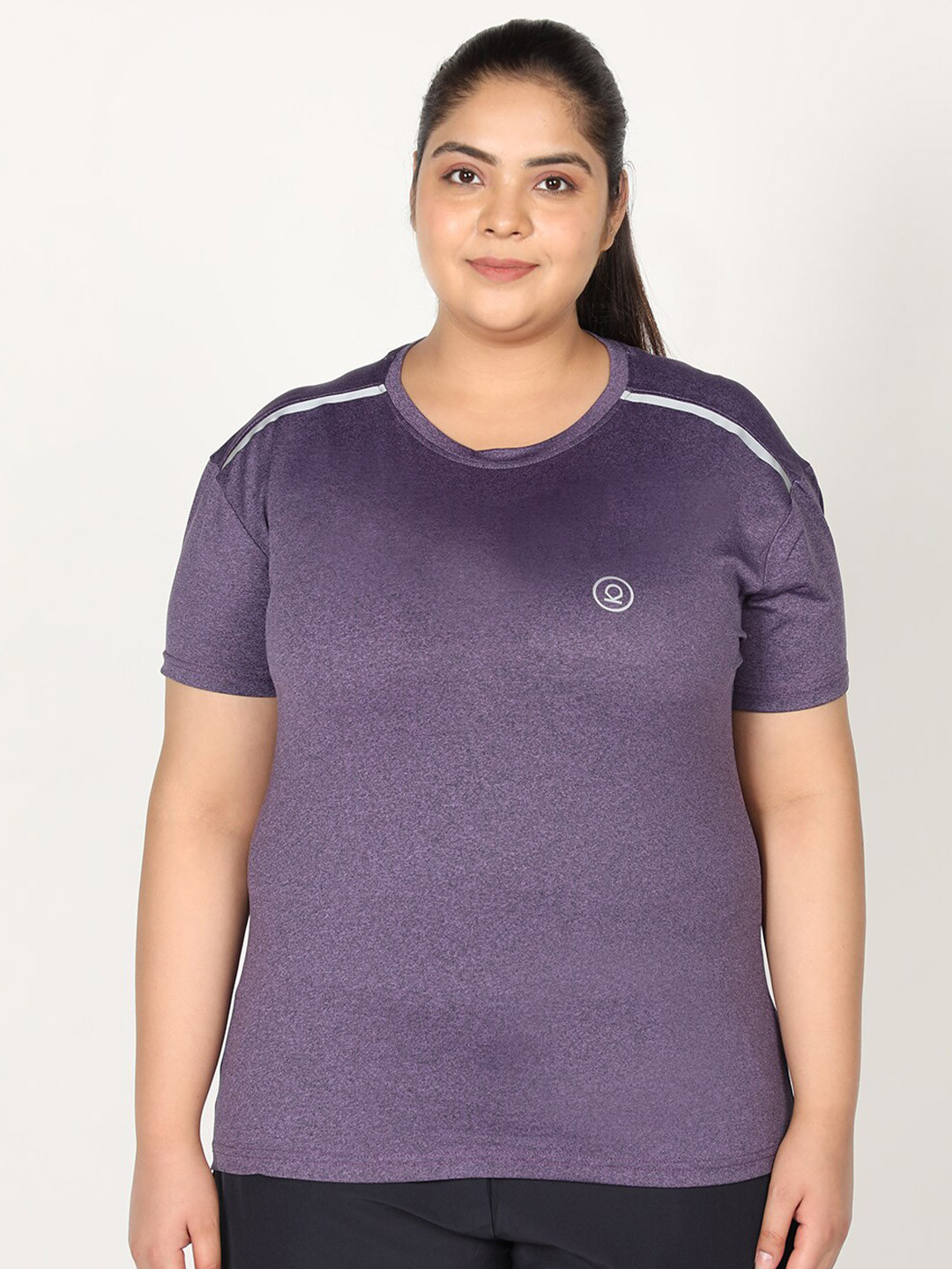 

CHKOKKO Plus Women Purple Solid Regular Fit T-shirt