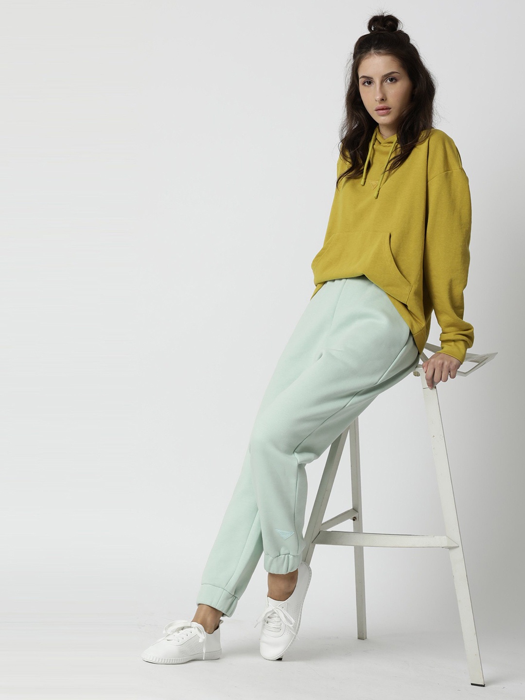 

RAREISM Women Green Solid Cotton Track Pants