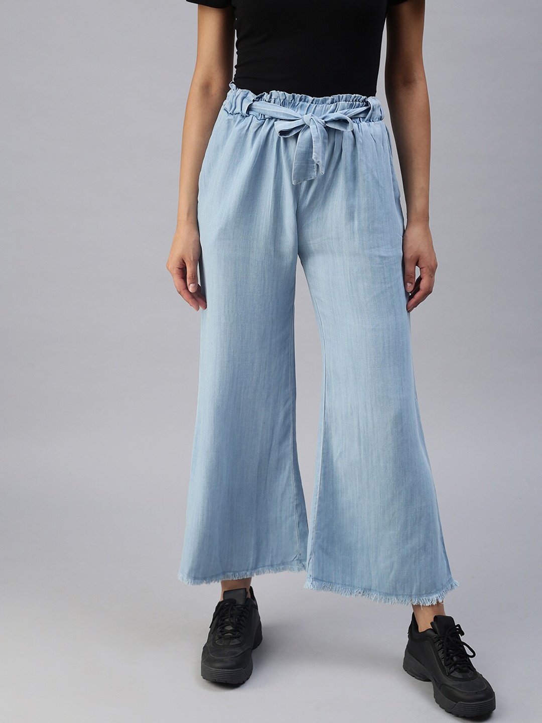

SHOWOFF Women Blue Solid High-Rise Trousers
