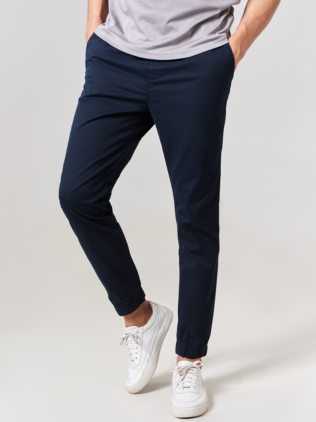 

The Souled Store Men Navy Blue Solid Track Pants