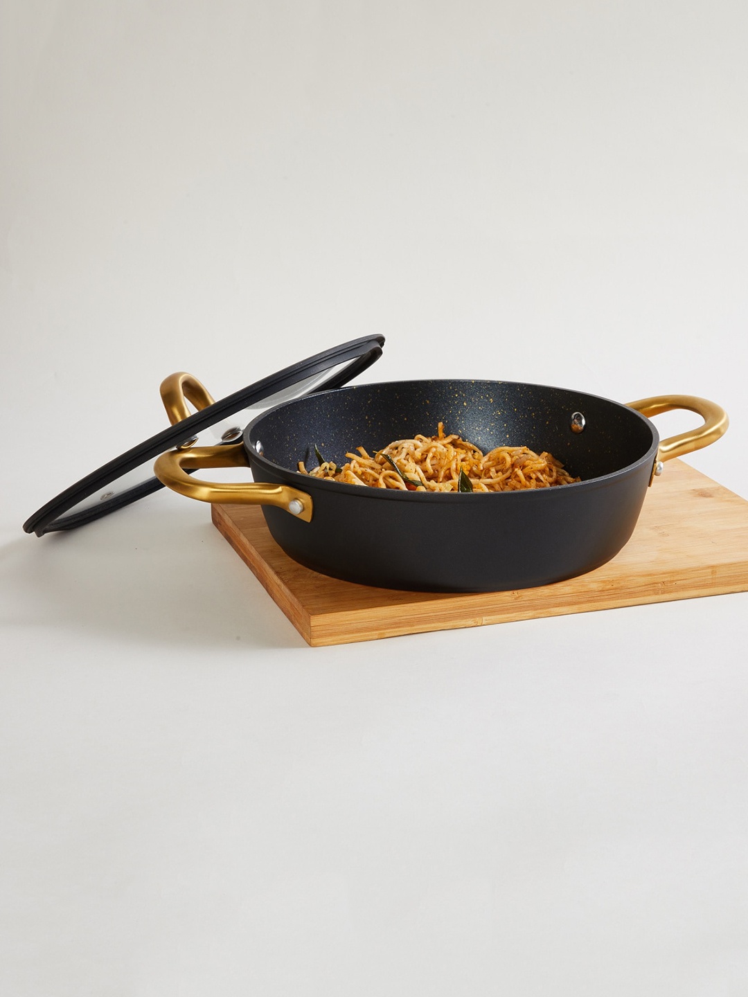 

Home Centre Black Signature Series Aluminium Non-Stick Shallow Pot With Glass Lid
