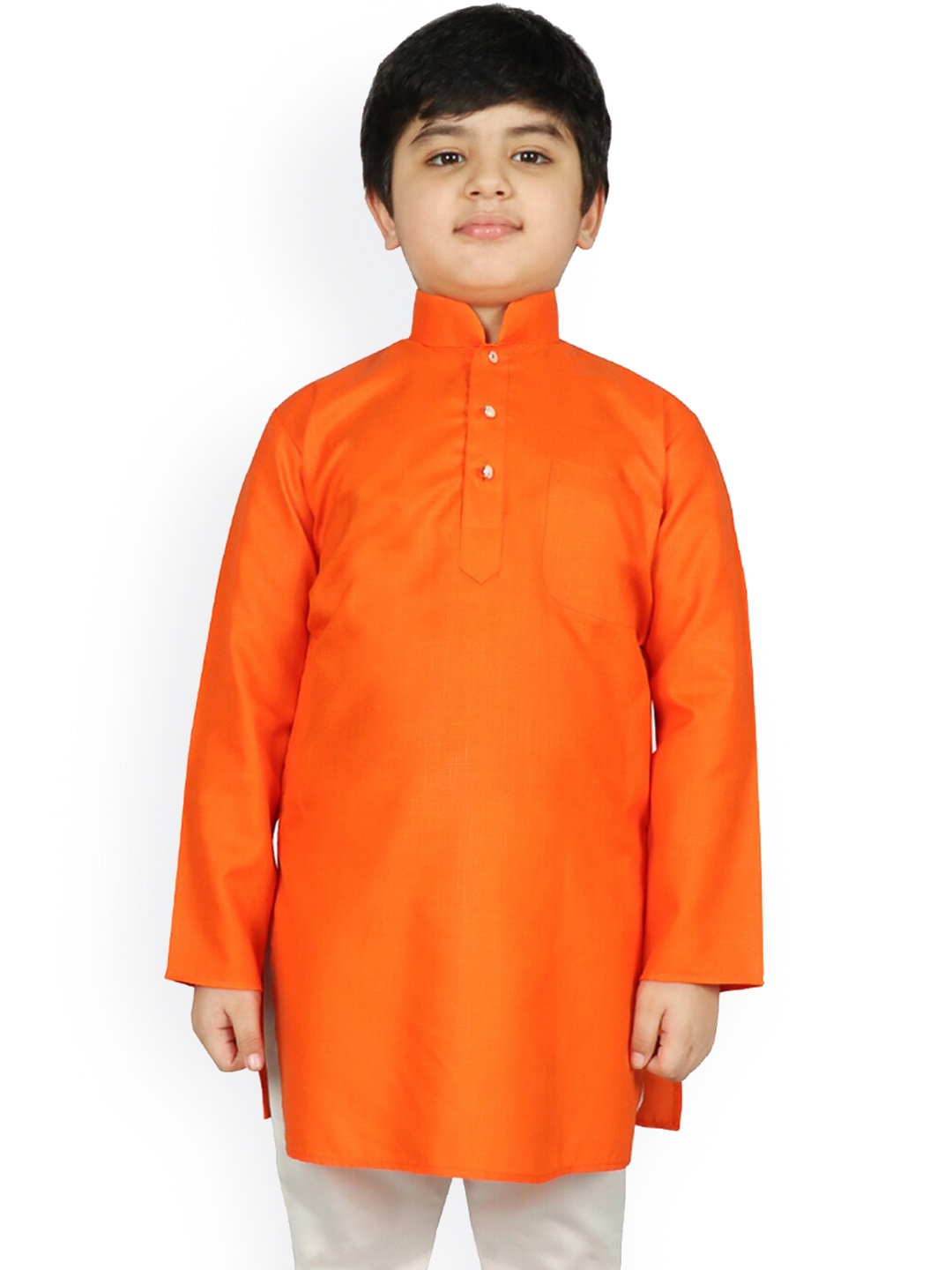 

SG YUVRAJ Boys Coral Raw Silk Kurta