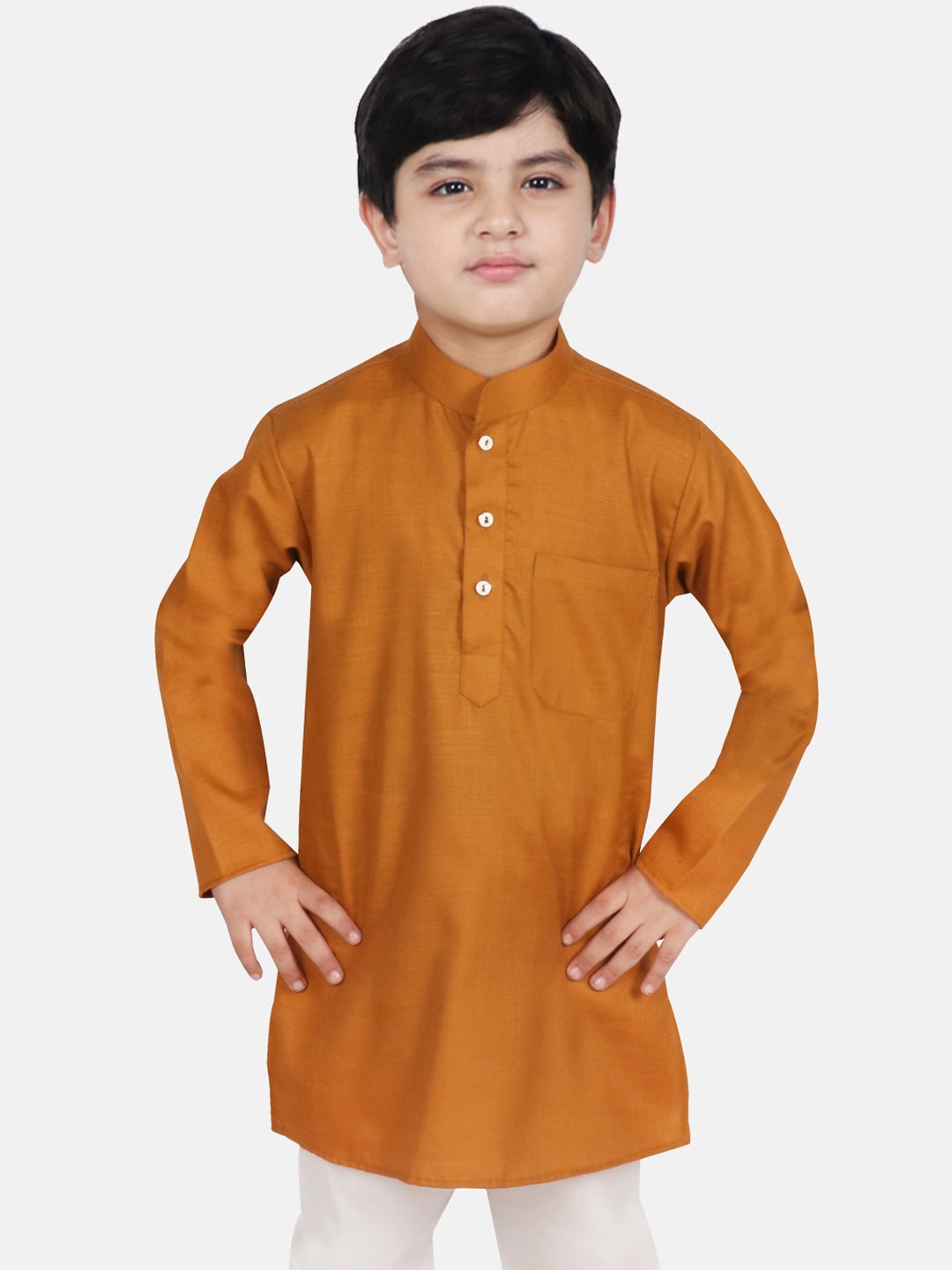 

SG YUVRAJ Boys Brown Thread Work Raw Silk Kurta