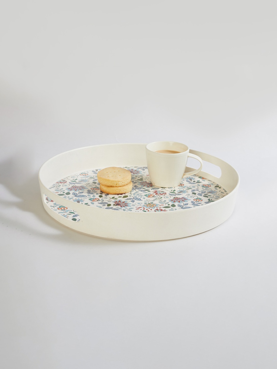

Home Centre Off-White & Blue Printed Serving Tray