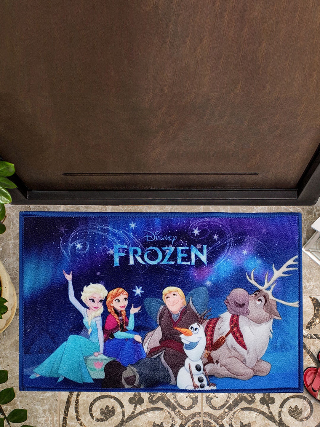 

YK Kids Blue Frozen Anti-Skid Digital Printed Doormat