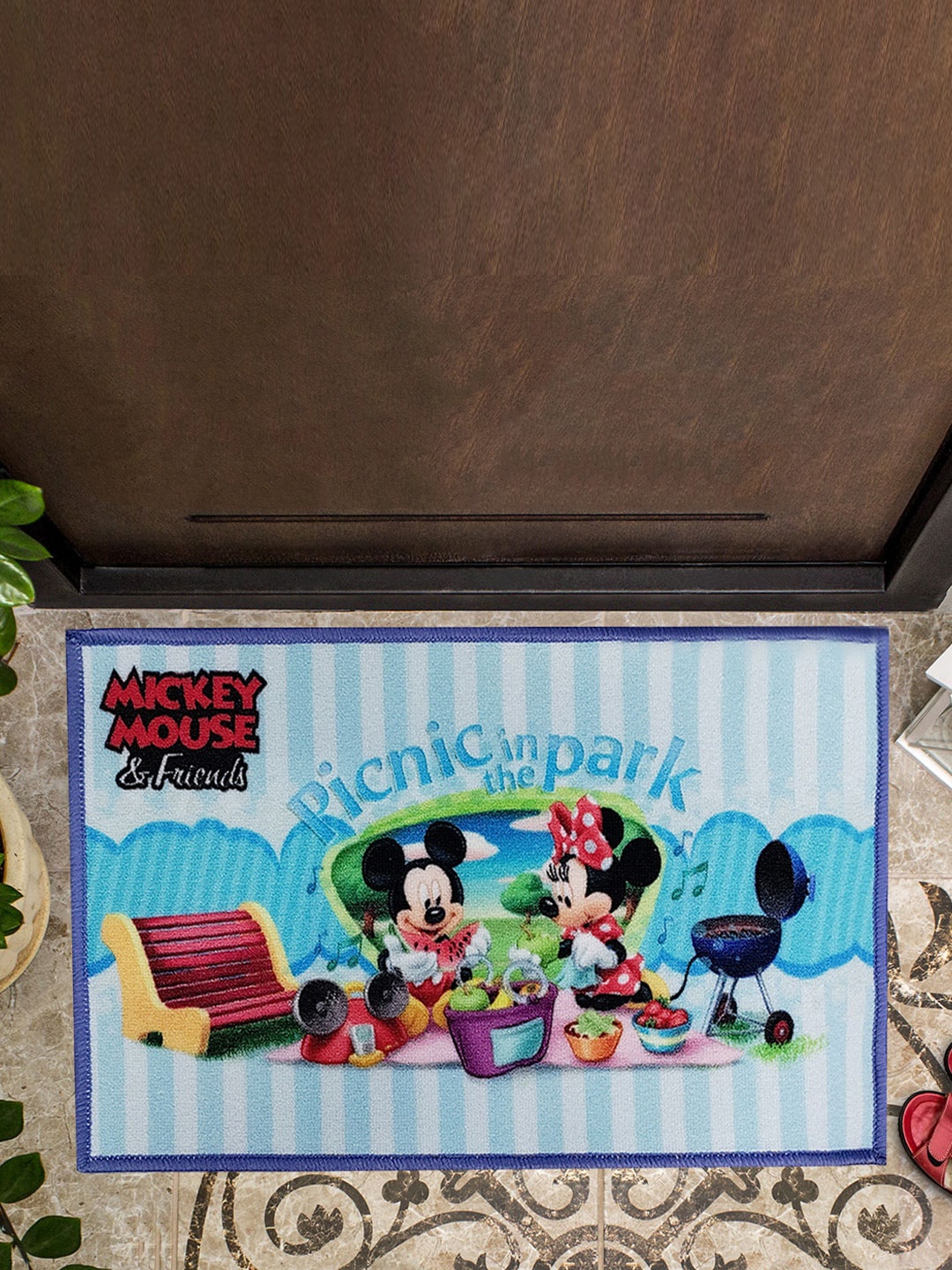 

YK Kids Multi-Coloured Mickey Mouse Anti Skid Digital Printed Doormat