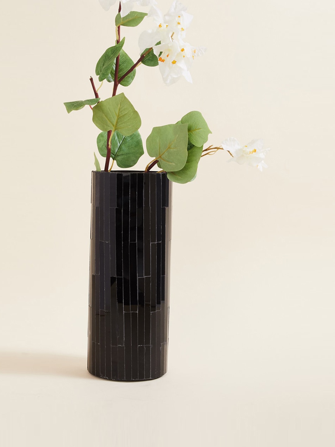 

Home Centre Black Textured Cylindrical Glass Vases