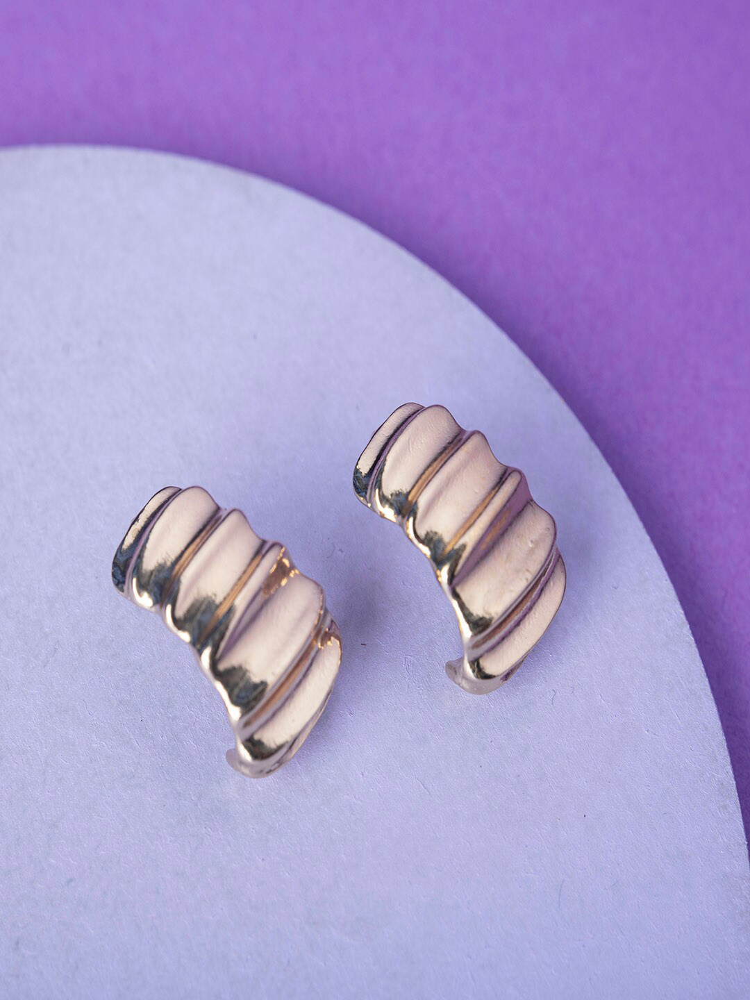 

Jewelz Gold-Plated Contemporary Half Hoop Earrings