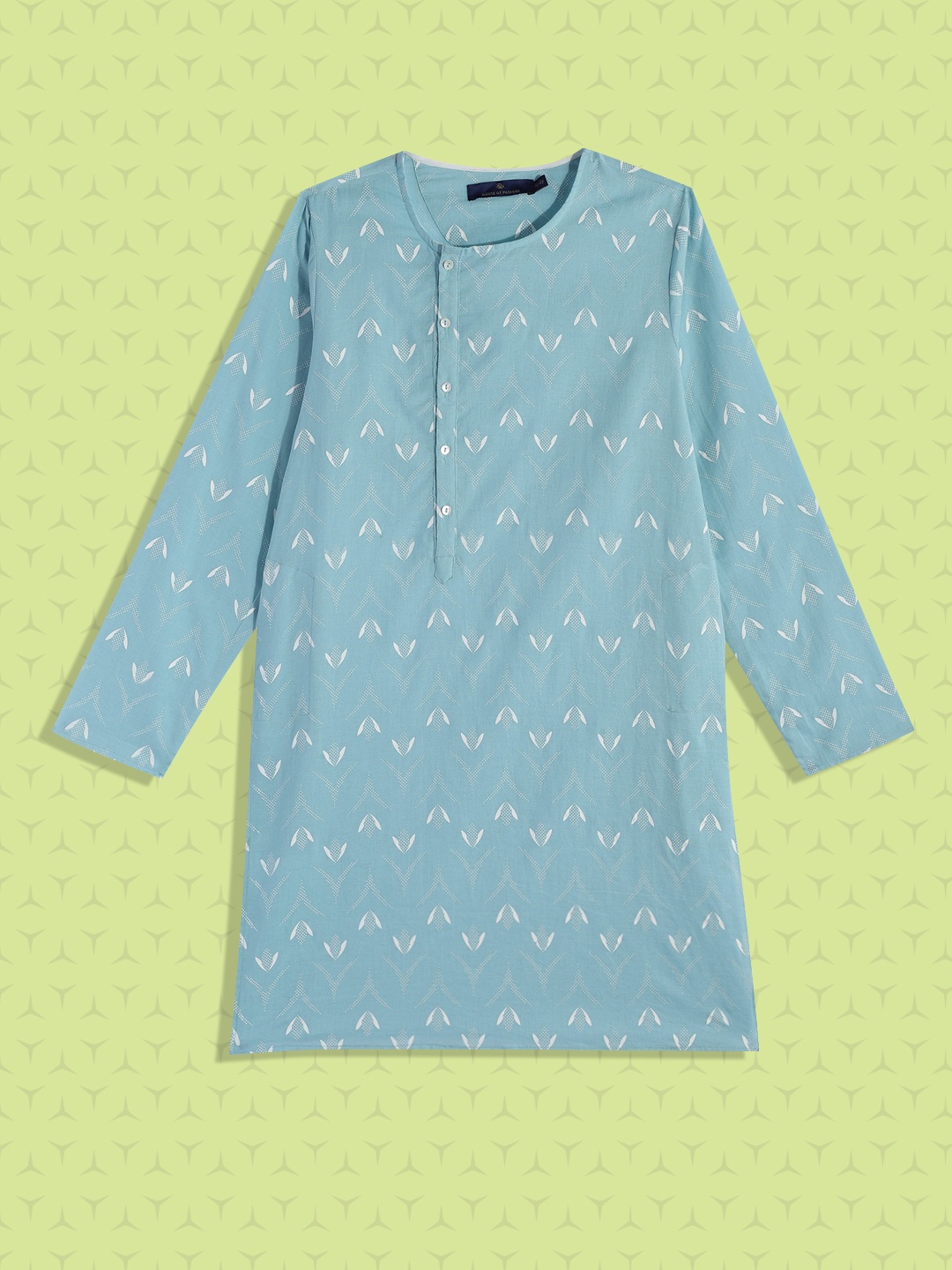 

House of Pataudi Boys Blue Printed Pure Cotton Kurta