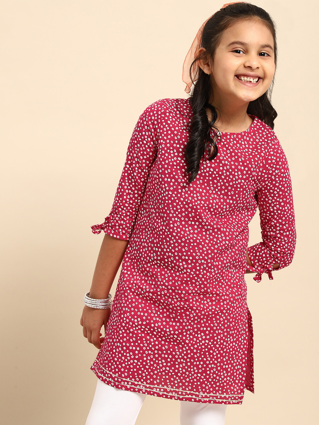 

House of Pataudi Girls Magenta Printed Kurta