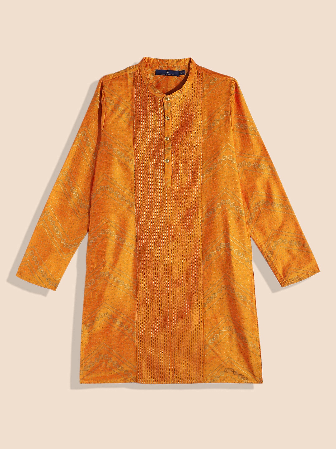 

House of Pataudi Boys Orange Ethnic Motifs Printed Kurta