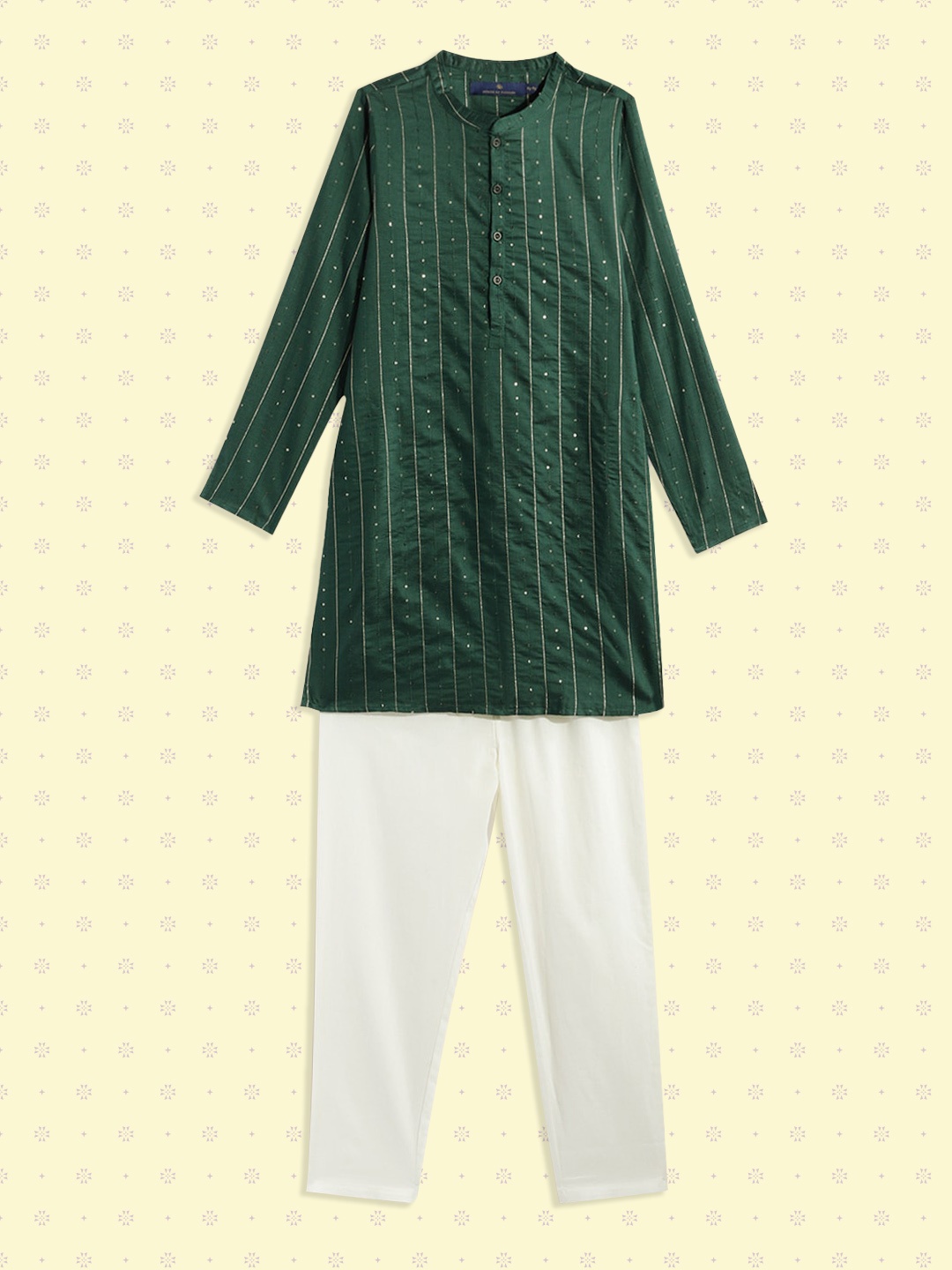 

House of Pataudi Boys Green Self Design Kurta with Pyjamas