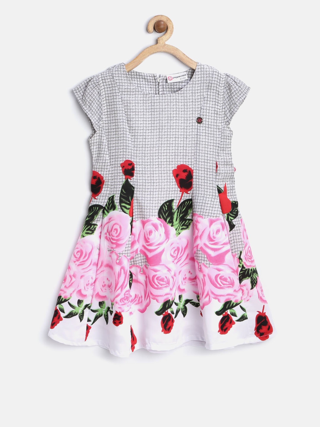 

Peppermint Girls Grey & Pink Fit and Flare Dress