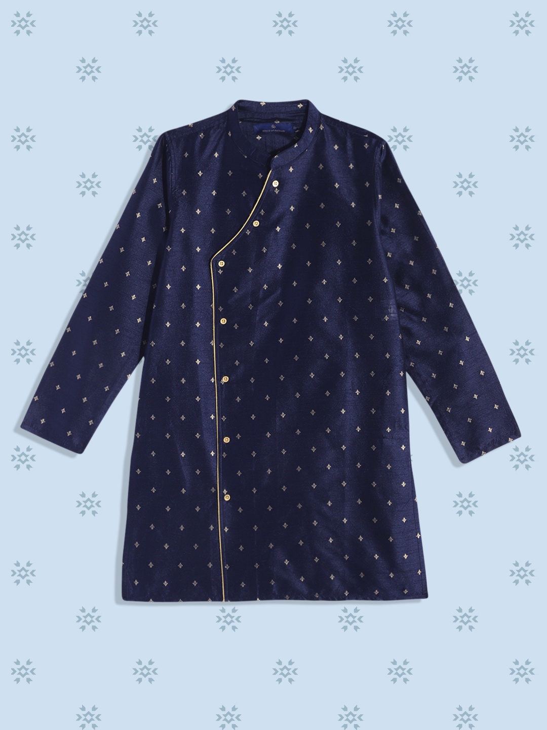 

House of Pataudi Boys Navy Blue Ethnic Motifs Kurta