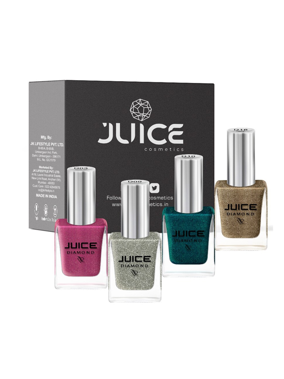 

JUICE Set of 4 Desire Pink-D03 Little Gold-D09 Aquamarine Crystle-D10 Topaz-D16 44 ml, Multi