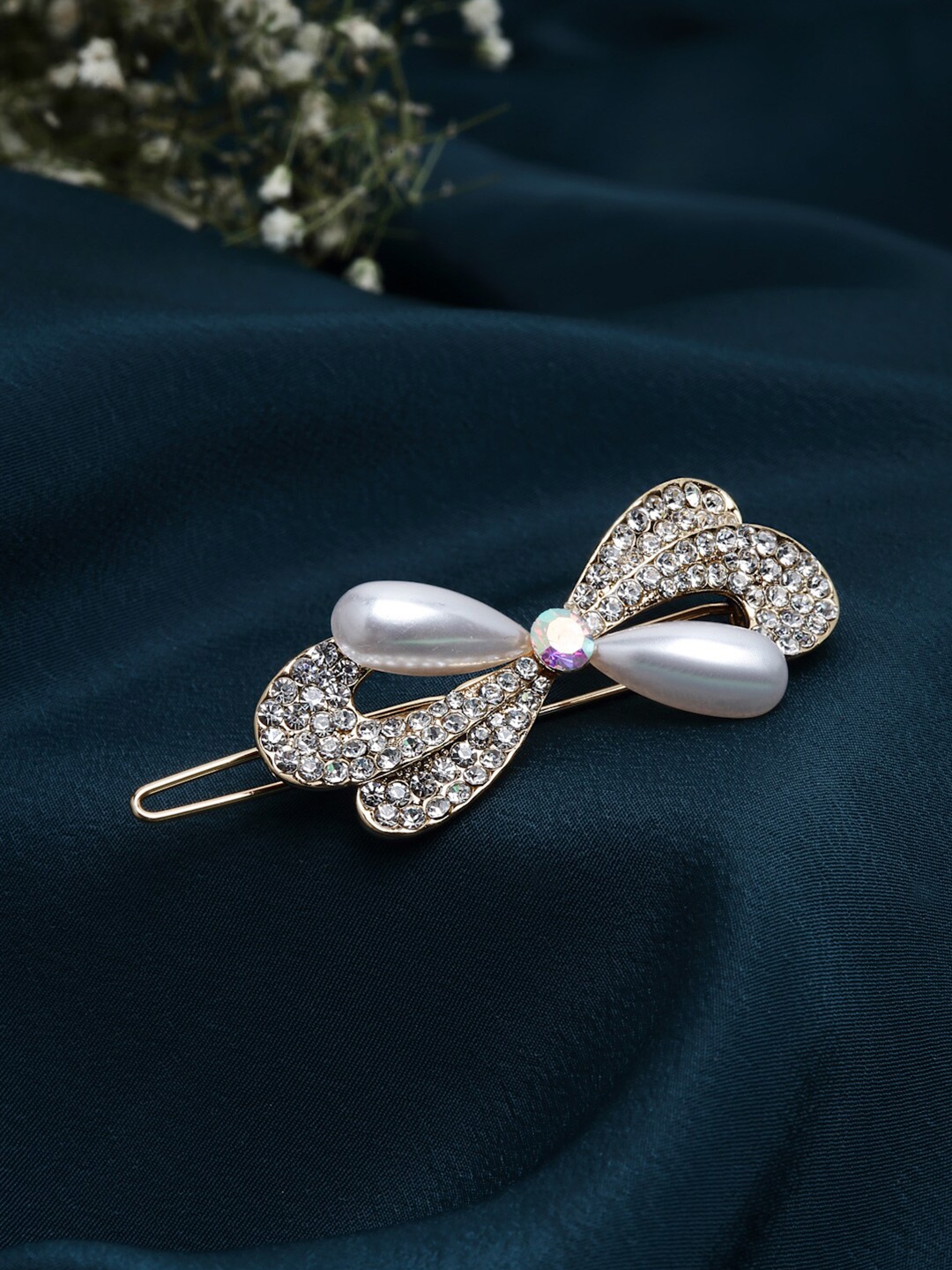 

VOGUE PANASH Women Gold-Toned & White Embellished Bumpit Hair Pin