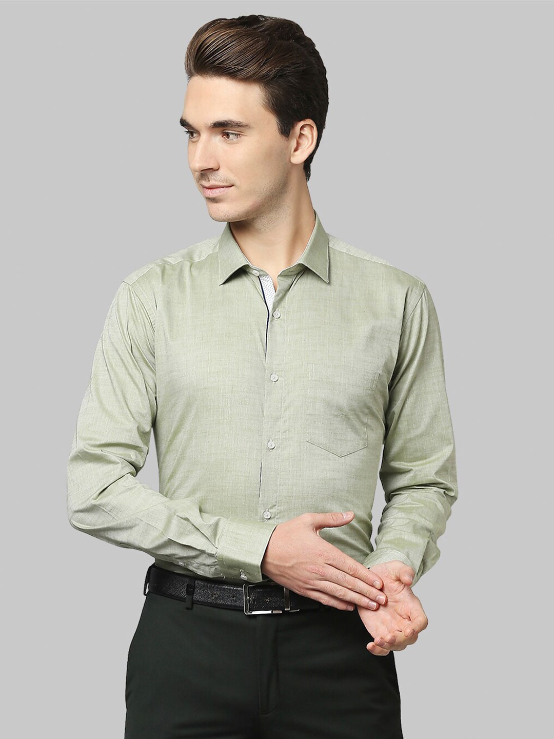 

Park Avenue Men Green Slim Fit Formal Shirt