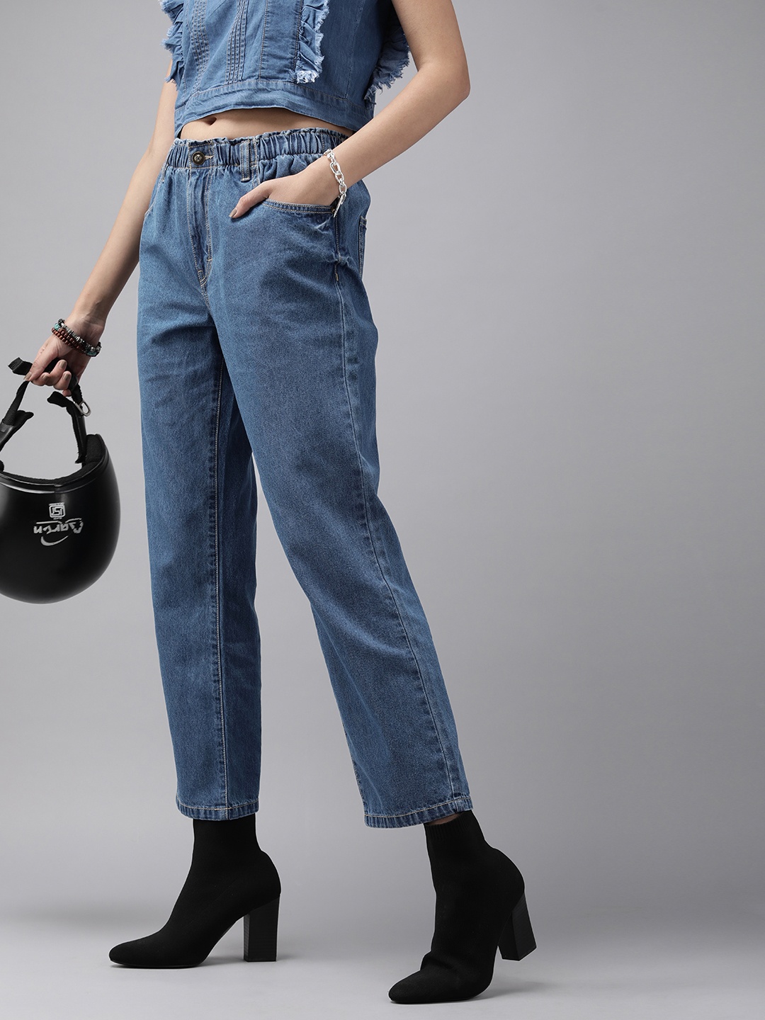 

The Roadster Lifestyle Co Women Blue Straight Fit High-Rise Jeans