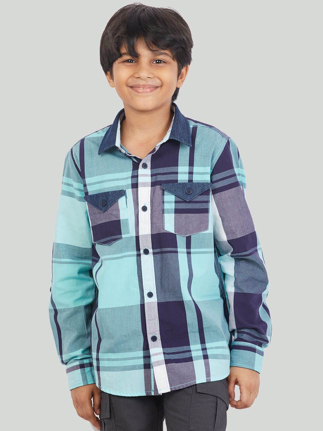 

Zalio Boys Blue Checked Casual Shirt