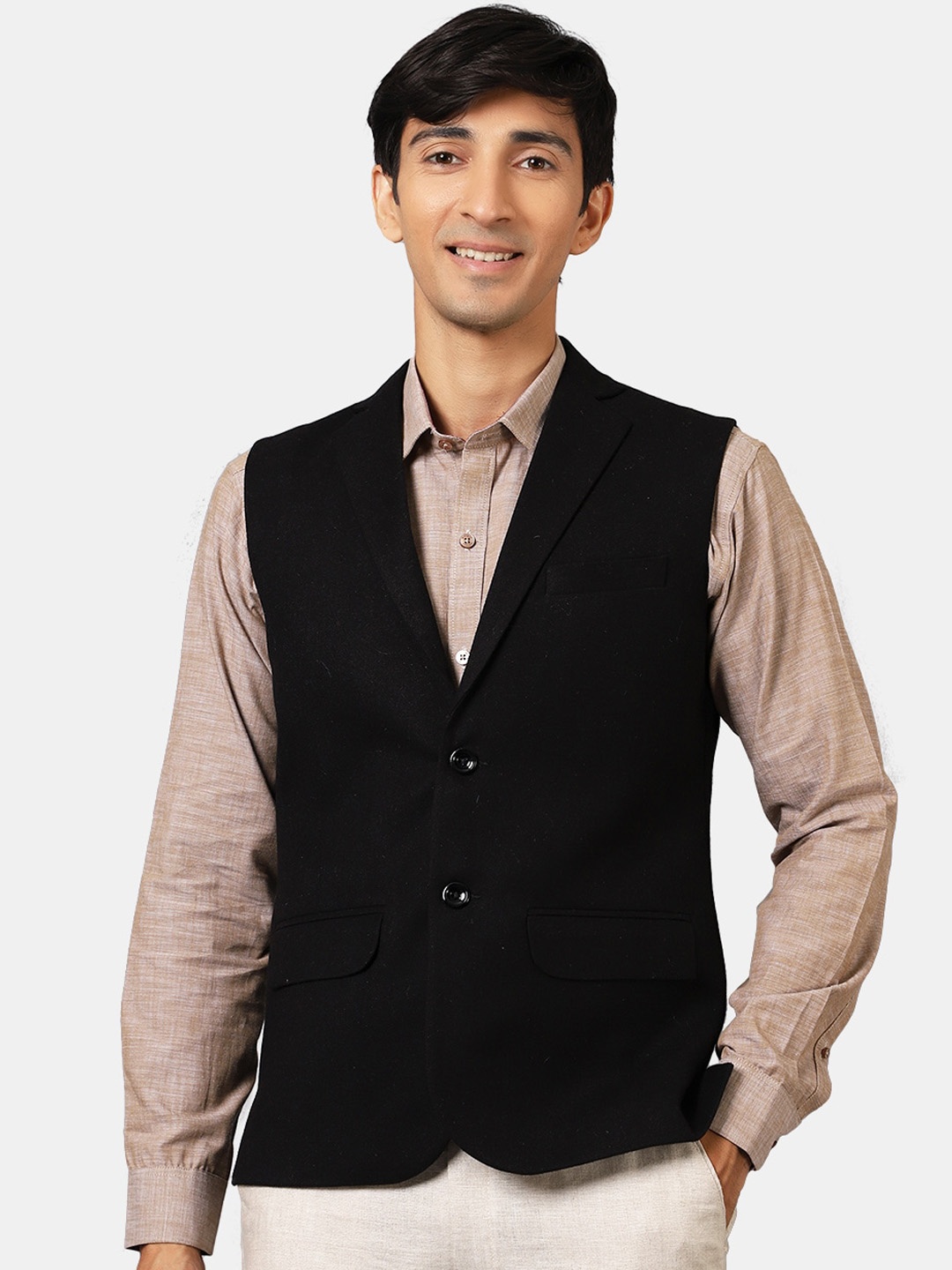 

Wintage Men Black Solid Waistcoat