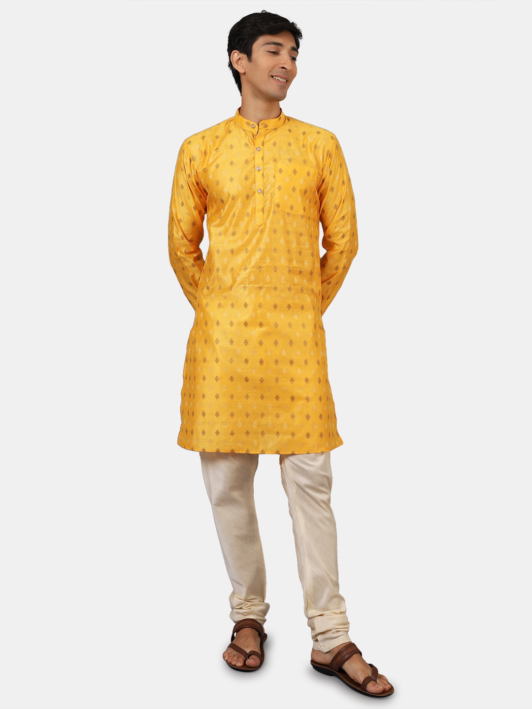 

Wintage Men Yellow Kurta with Churidar