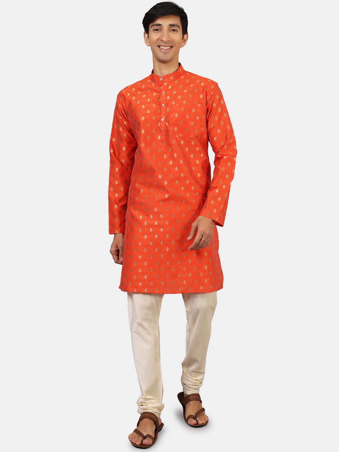 

Wintage Men Orange Kurta with Churidar