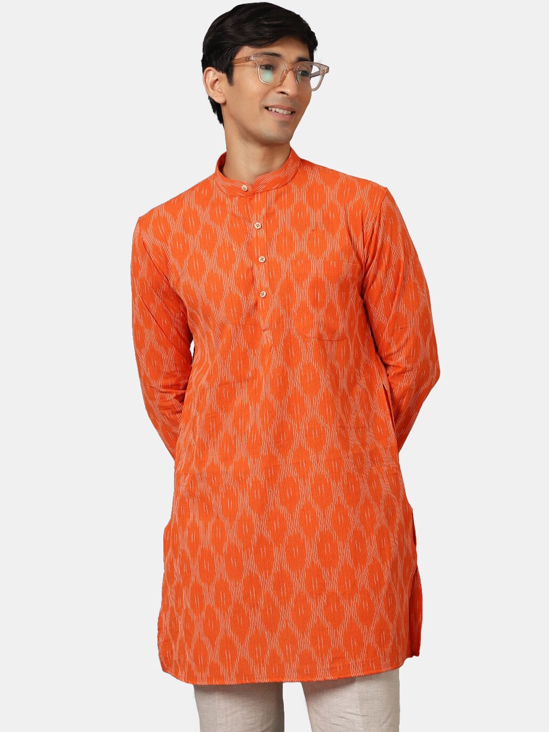 

Wintage Men Orange Thread Work Kurta
