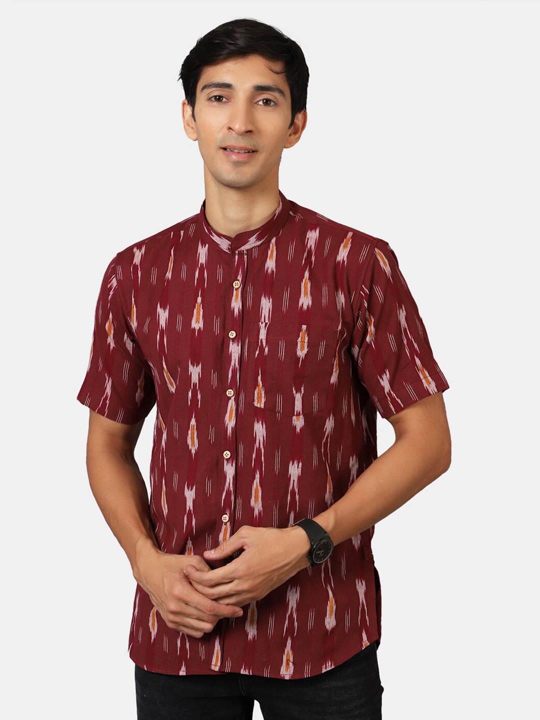 

Wintage Men Maroon Classic Printed Casual Shirt