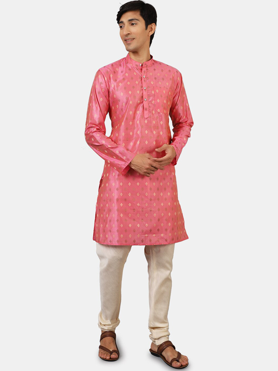 

Wintage Men Pink Kurta with Churidar