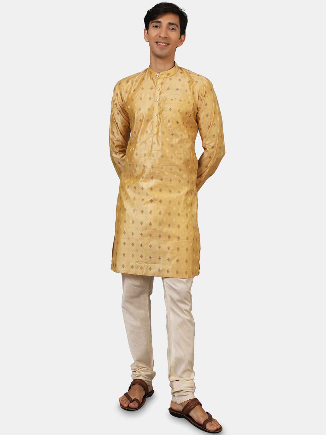 

Wintage Men Beige Kurta with Churidar