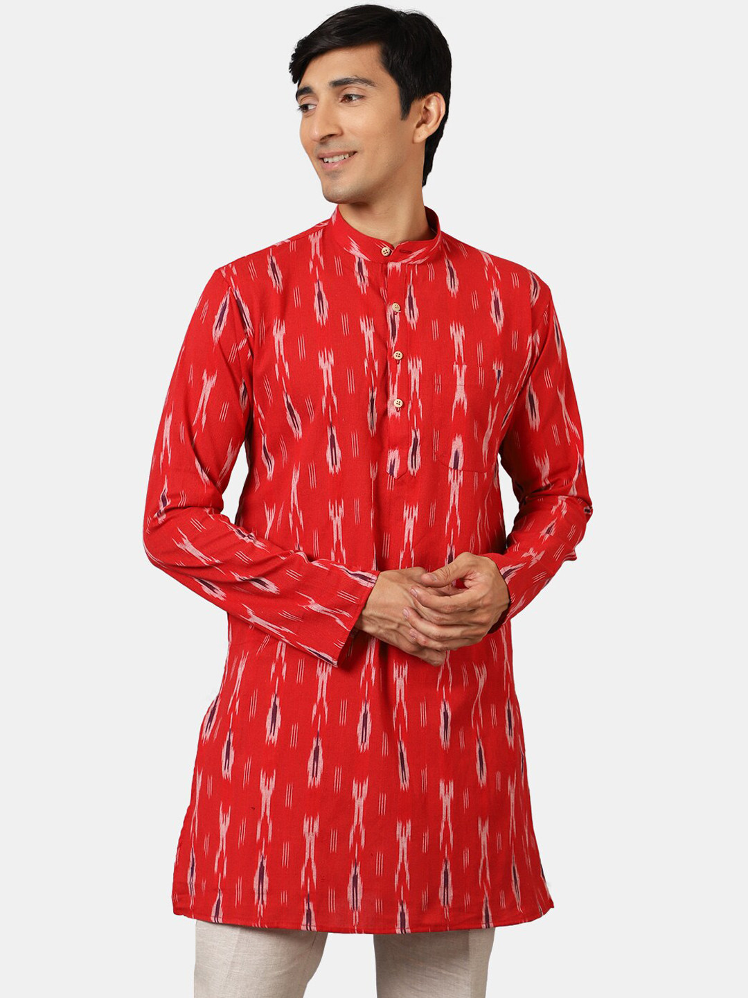 

Wintage Men Red Thread Work Pathani Kurta