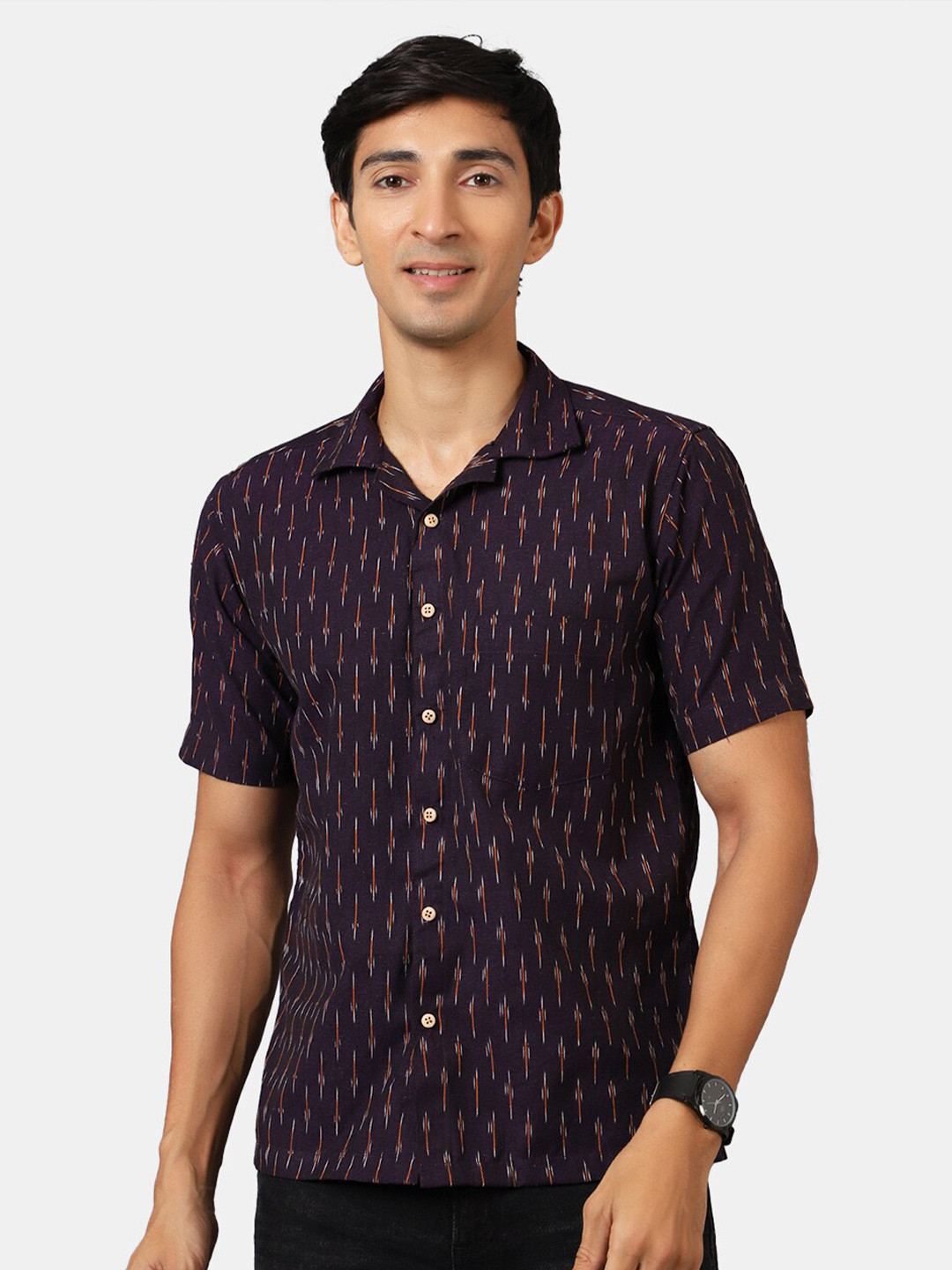 

Wintage Men Purple Classic Striped Casual Shirt