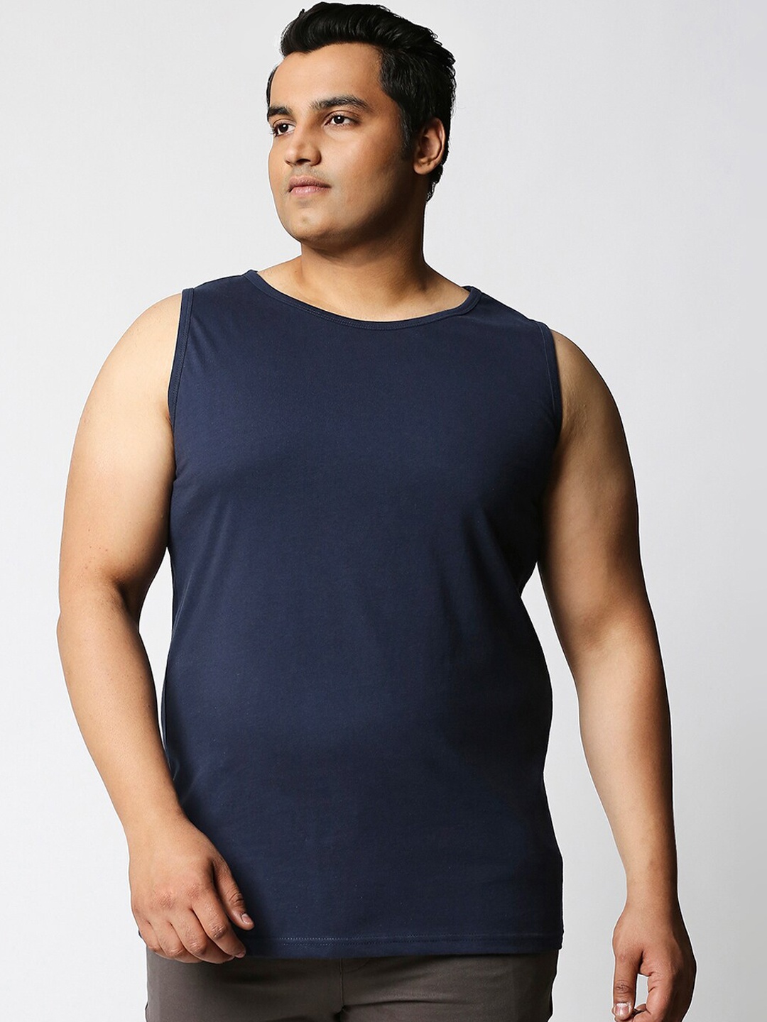 

Bewakoof Men Blue Solid Cotton Innerwear Vests