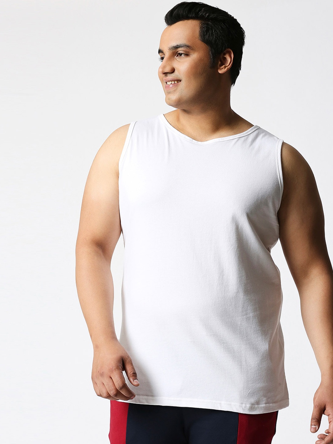 

Bewakoof Plus Men White Solid Cotton Innerwear Vests