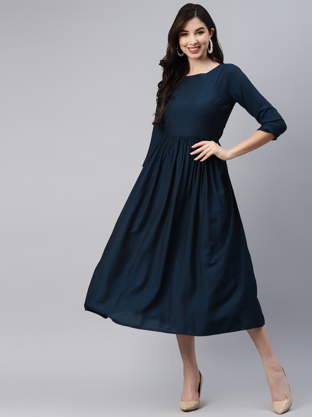 

Aarika Navy Blue A-Line Dress