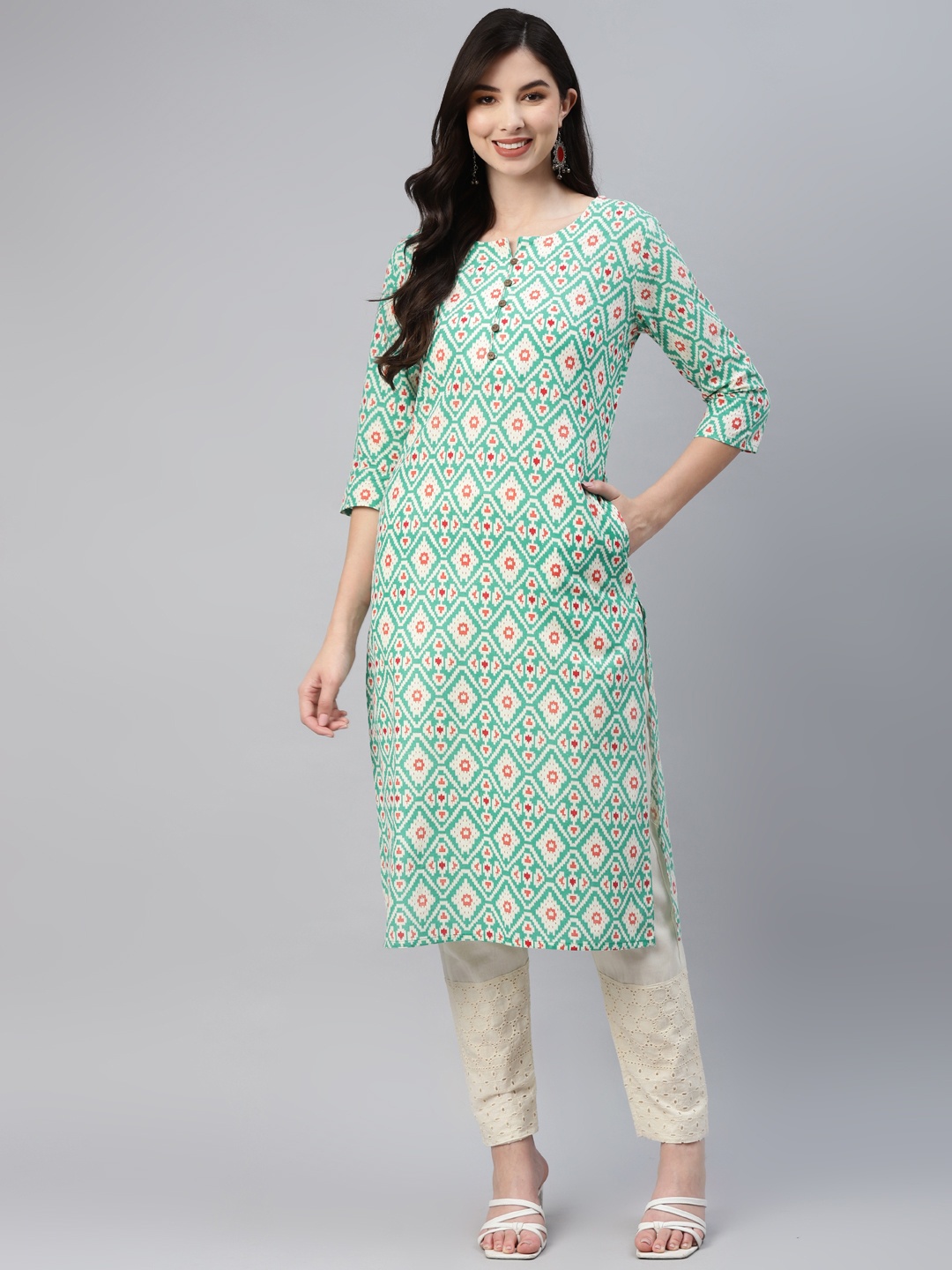 

Aarika Women Blue Ethnic Motifs Printed Kurta