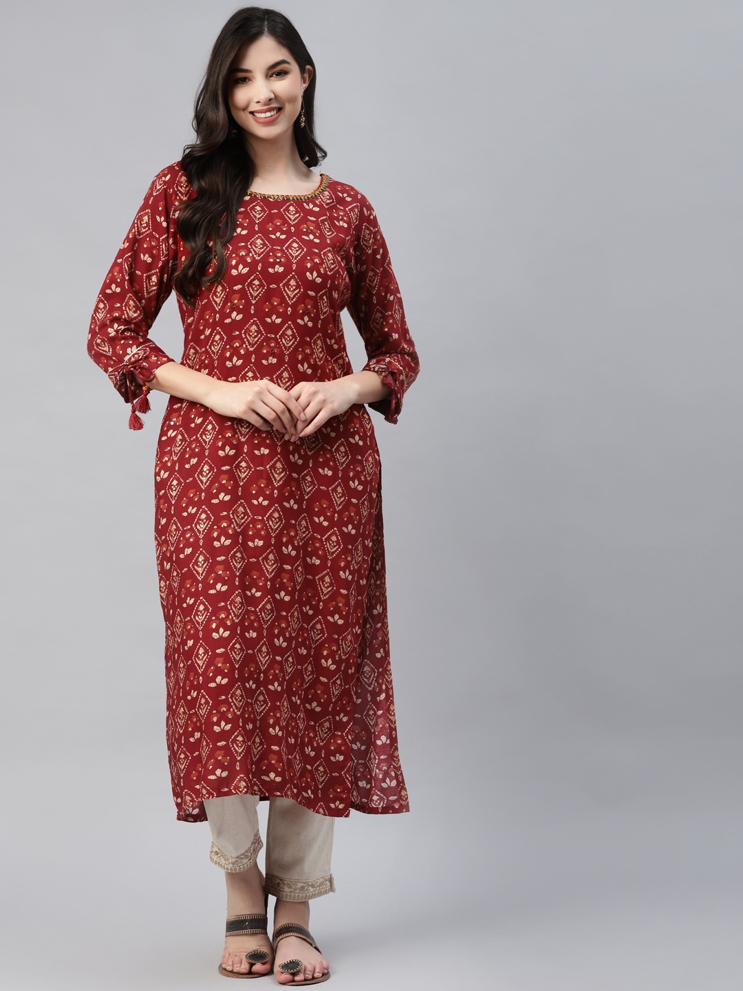 

Aarika Women Maroon Ethnic Motifs Printed Kurta