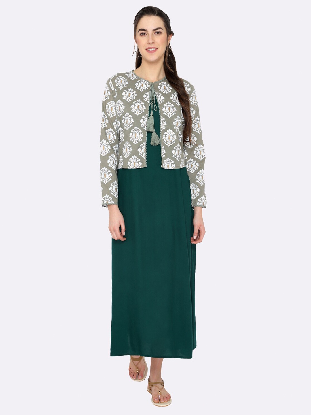 

shashvi Grey & Grey Floral Printed Kurti