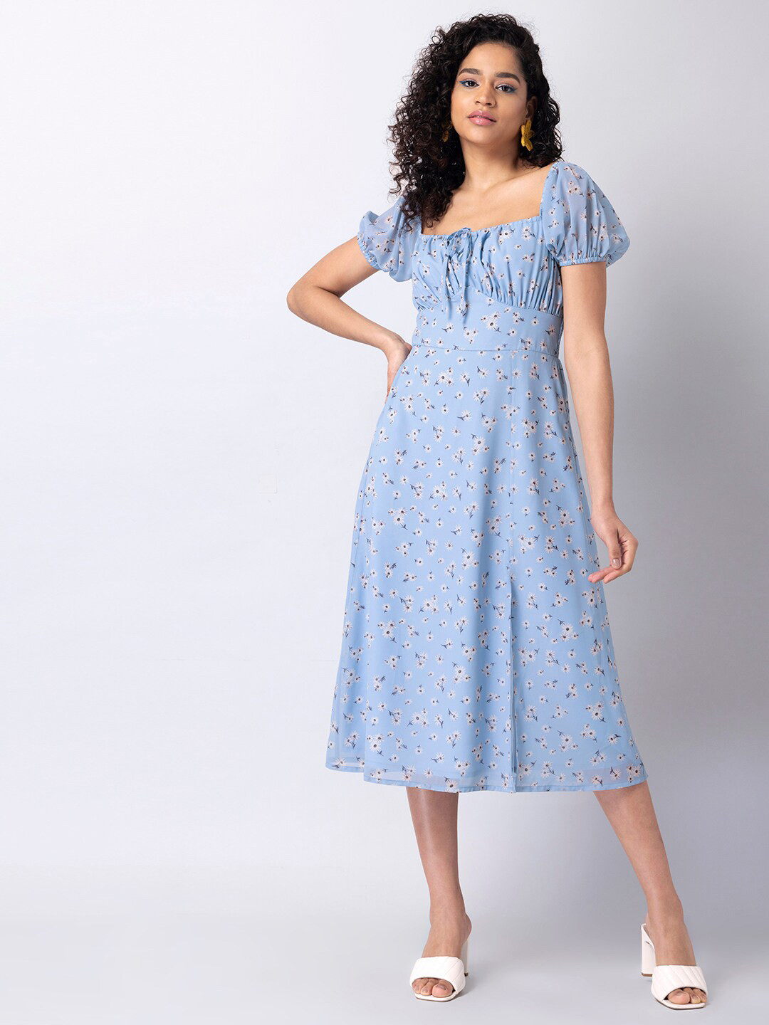 

FabAlley Blue Georgette Empire Midi Dress