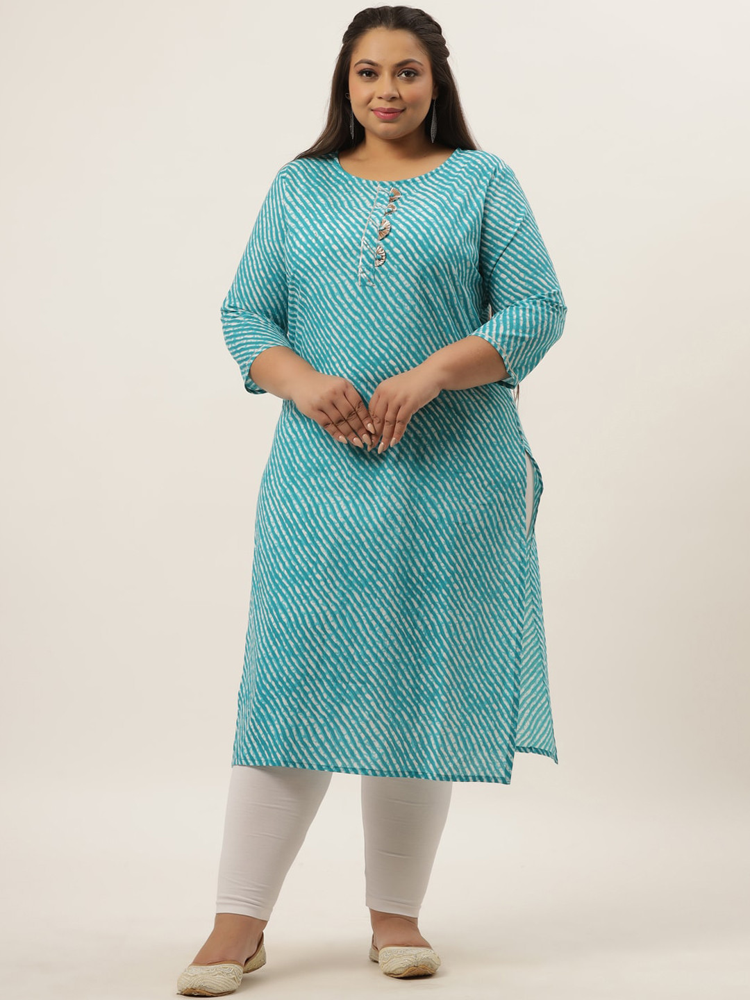 

Yufta Women Blue Keyhole Neck Kurta